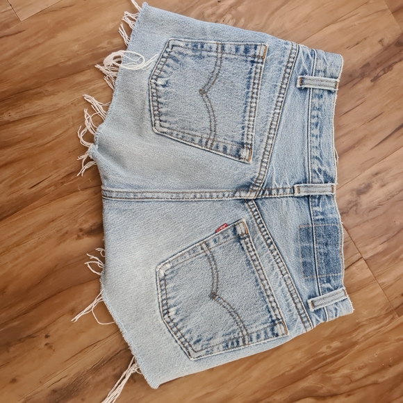 Levis 8 Denim Low Waist Shorts | Ripped Denim Summer Shorts with Sides Slits - Picture 6 of 9